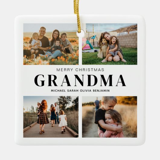 メリークリスマスおばあちゃん4フォトコラージュ セラミックオーナメント (正面)
