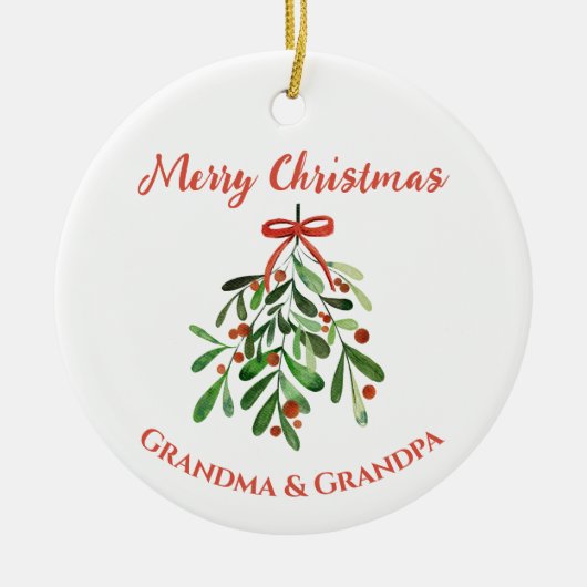メリークリスマスおばあちゃん&じいちゃんキープサケ セラミックオーナメント (正面)