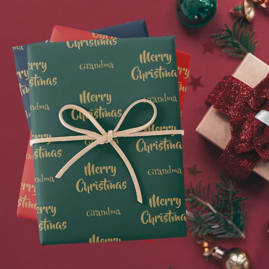 メリークリスマスおばあちゃん |ハッピーホリデー ラッピングペーパーシート
