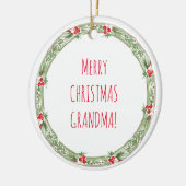 メリークリスマスおばあちゃん!愛の孫XOXO セラミックオーナメント (左)