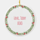 メリークリスマスおばあちゃん!愛の孫XOXO セラミックオーナメント (裏面)