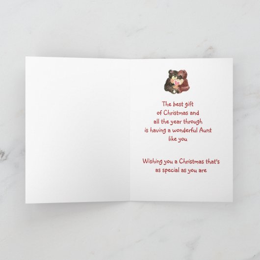 メリークリスマスおばさん最高のギフト可愛いクマ シーズンカード (内部)