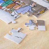 メリークリスマスおもしろいお洒落かわいい冬の町 ジグソーパズル (側面)