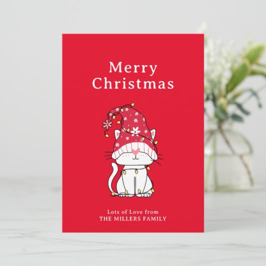 メリークリスマスおもしろいかわいいクリスマス猫 シーズンカード (スタンド正面)