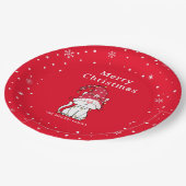 メリークリスマスおもしろいかわいいクリスマス猫 ペーパープレート (アングル)
