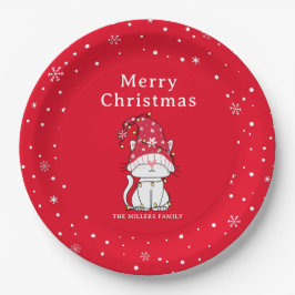 メリークリスマスおもしろいかわいいクリスマス猫 ペーパープレート