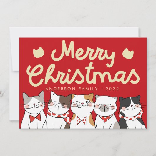 メリークリスマスおもしろいかわいい猫たち シーズンカード (正面)