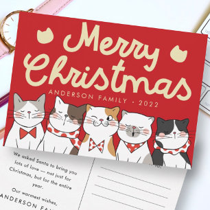 メリークリスマスおもしろいかわいい猫たち シーズンポストカード
