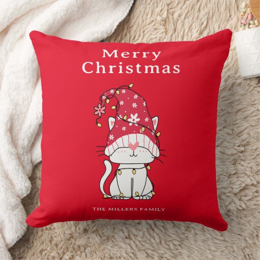 メリークリスマスおもしろいかわいい猫装飾用クッション クッション (ブランケット)