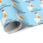 メリークリスマスおもしろいかわいい青パターンドック ラッピングペーパー (ロールコーナー)