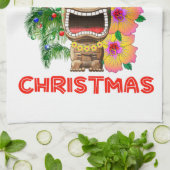 メリークリスマスおもしろいなサンタTiki キッチンタオル (折り畳み)