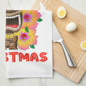 メリークリスマスおもしろいなサンタTiki キッチンタオル (四つ折り)