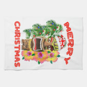 メリークリスマスおもしろいなサンタTiki キッチンタオル (横)