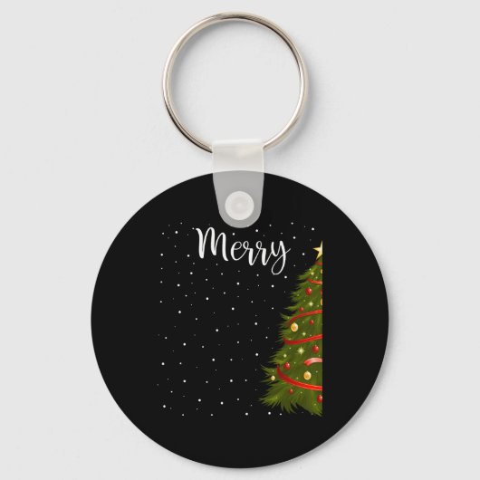 メリークリスマスおもしろいの木のカップルの試合 キーホルダー (正面)