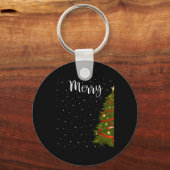 メリークリスマスおもしろいの木のカップルの試合 キーホルダー (正面)