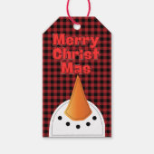 メリークリスマスおもしろいはっきりした雪だるま素朴国 ギフトタグ (正面)