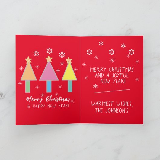メリークリスマスおもしろいアートファミリーネームクールクリスマス カード (内部)