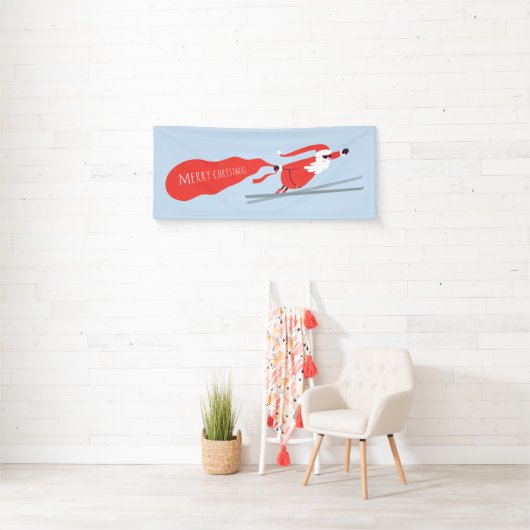 メリークリスマスおもしろいウィンタースキーサンタ 横断幕 (インサイチュ)
