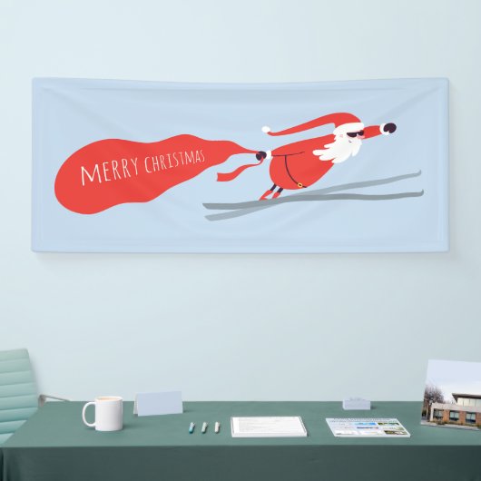 メリークリスマスおもしろいウィンタースキーサンタ 横断幕 (トレードショー)