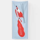 メリークリスマスおもしろいウィンタースキーサンタ 横断幕 (縦)