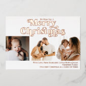 メリークリスマスおもしろいキャンディーケーン3枚モダン写真 箔シーズンカード (正面)