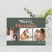 メリークリスマスおもしろいキャンディーケーン3 Photo Red & Green シーズンカード (スタンド正面)