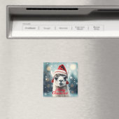 メリークリスマスおもしろいキュートラマアルパカサンタハット マグネット (インサイチュ (食洗機))