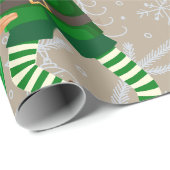 メリークリスマスおもしろいサンタの小妖精や小人カスタム顔 ラッピングペーパー (ロールコーナー)