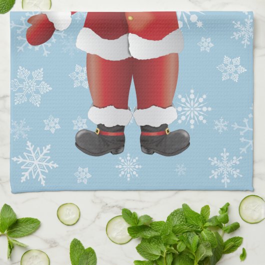 メリークリスマスおもしろいサンタクロース漫画 キッチンタオル (折り畳み)