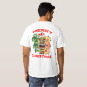 メリークリスマスおもしろいサンタティキ Tシャツ (裏面フル)