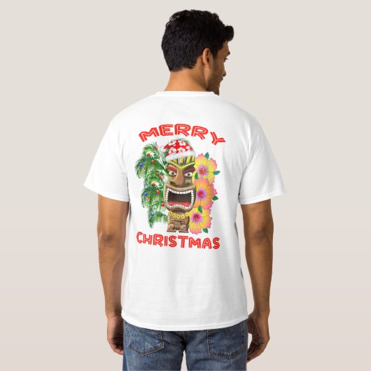 メリークリスマスおもしろいサンタティキ Tシャツ (裏面フル)