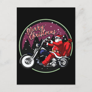 メリークリスマスおもしろいサンタ乗りオートバイギフト ポストカード