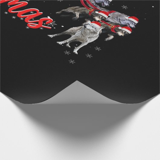 メリークリスマスおもしろいサンタ・ライディング・ウルフ ラッピングペーパー (角)