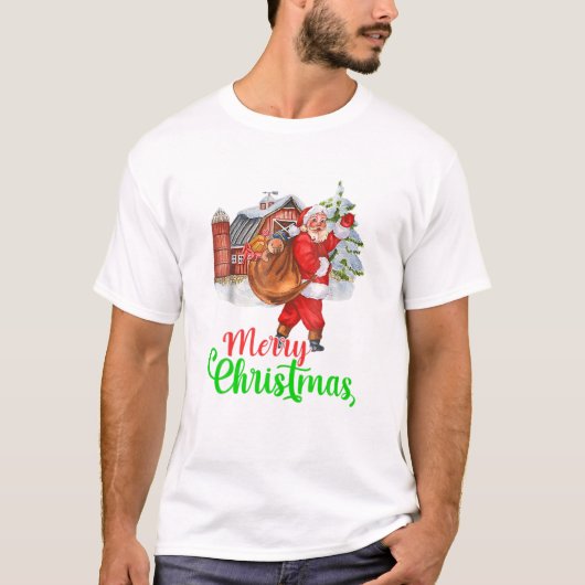 メリークリスマスおもしろいサンタ Tシャツ (正面)