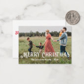 メリークリスマスおもしろいシックなスクリプトフォトホリデーカード ノートカード (正面/裏面インサイチュ)