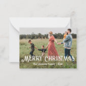 メリークリスマスおもしろいシックなスクリプトフォトホリデーカード ノートカード (正面)