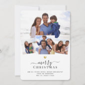 メリークリスマスおもしろいシック金ゴールドハートフォトコラージュ シーズンカード (正面)