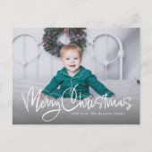 メリークリスマスおもしろいシンプルスクリプトの写真1枚 シーズンポストカード (正面)