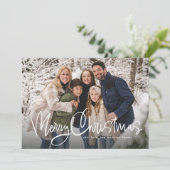 メリークリスマスおもしろいシンプルスクリプトの緑の写真 シーズンカード (スタンド正面)