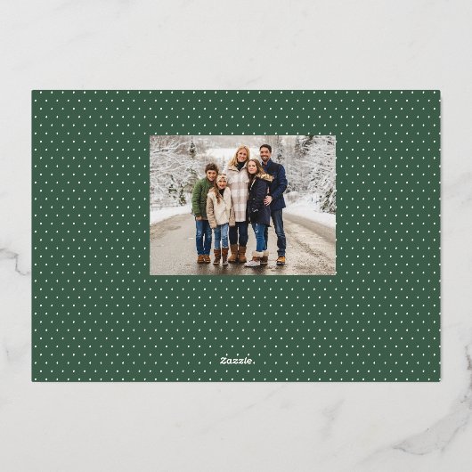 メリークリスマスおもしろいシンプルスクリプトの緑の写真 箔シーズンカード (裏面)