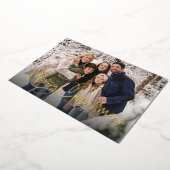 メリークリスマスおもしろいシンプルスクリプトの緑の写真 箔シーズンカード (回転した状態)