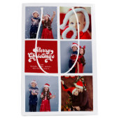 メリークリスマスおもしろいシンプルレトロタイポグラフィ写真 ミディアムペーパーバッグ (正面)