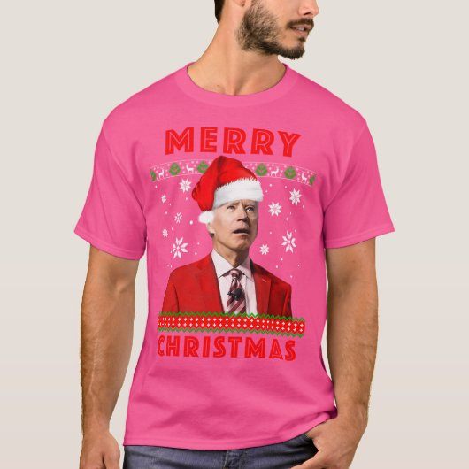 メリークリスマスおもしろいジョーバイデン氏 Tシャツ (正面)