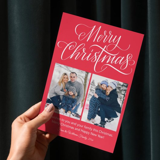 メリークリスマスおもしろいスクリプト2枚の写真赤い休日 ポストカード