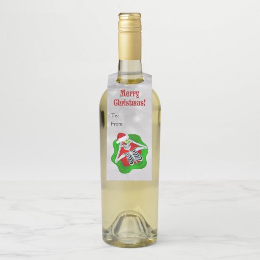 メリークリスマスおもしろいスケルトンオーナメントinサークル ボトルネックタグ (ボトル)