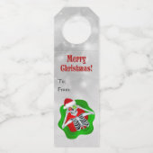 メリークリスマスおもしろいスケルトンオーナメントinサークル ボトルネックタグ (正面)