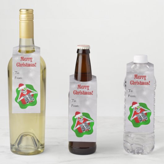 メリークリスマスおもしろいスケルトンオーナメントinサークル ボトルネックタグ (インサイチュ)