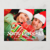 メリークリスマスおもしろいタイポグラフィ写真2サイドデザイン シーズンポストカード (正面)