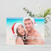 メリークリスマスおもしろいタイポグラフィ2サイドデザイン写真 シーズンカード (スタンド正面)