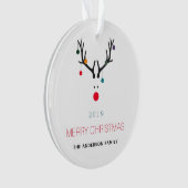 メリークリスマスおもしろいトナカイの白い赤い家族 オーナメント (正面)